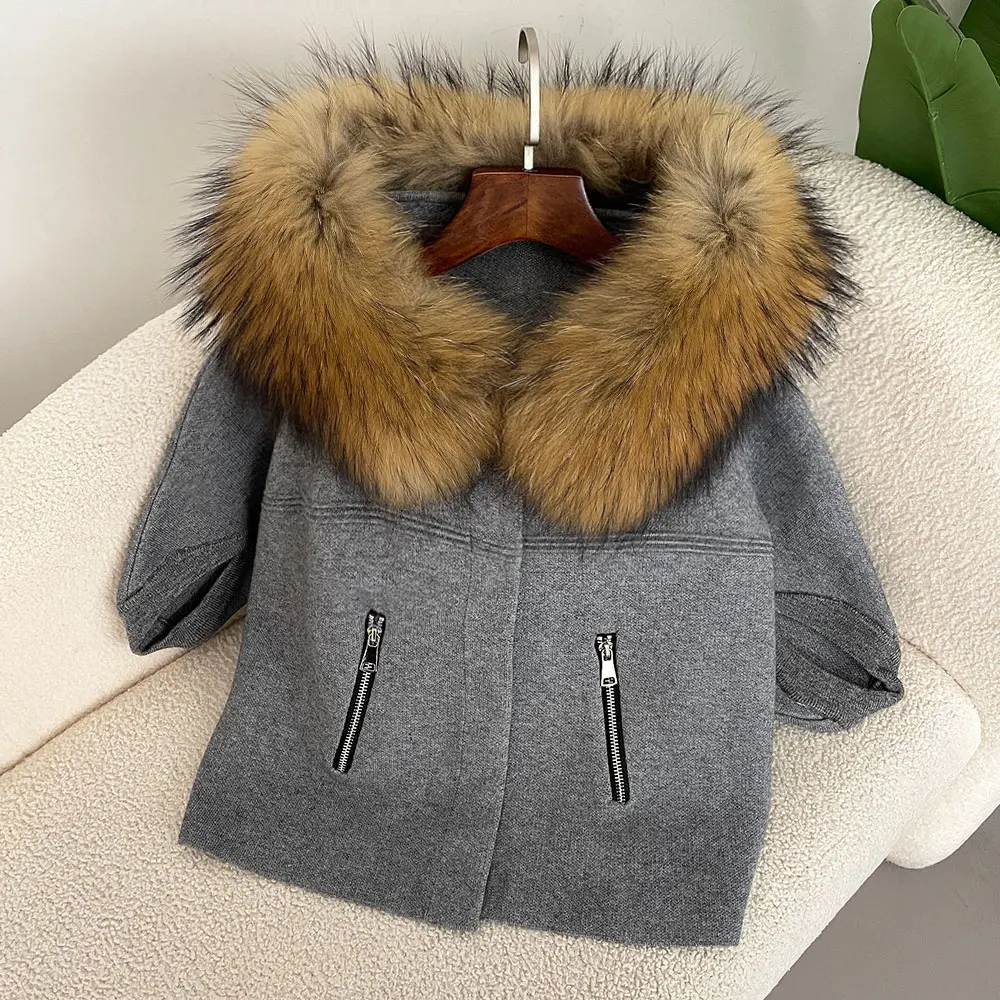 Jaqueta de Pele de Raposa Natural, Suéter Tricotado, Casaco de Pele Real, Cardigã de Inverno, Roupas Exteriores para Mulheres, Moda Europeia Outono 2026