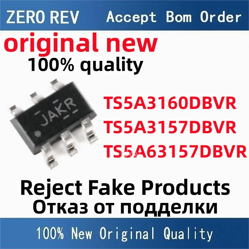 

5Pcs 100% New TS5A3160DBVR JAKR JAKH TS5A3157DBVR JC5R TS5A63157DBVR JBEF JBER SOT-23-6 Brand new original chips ic