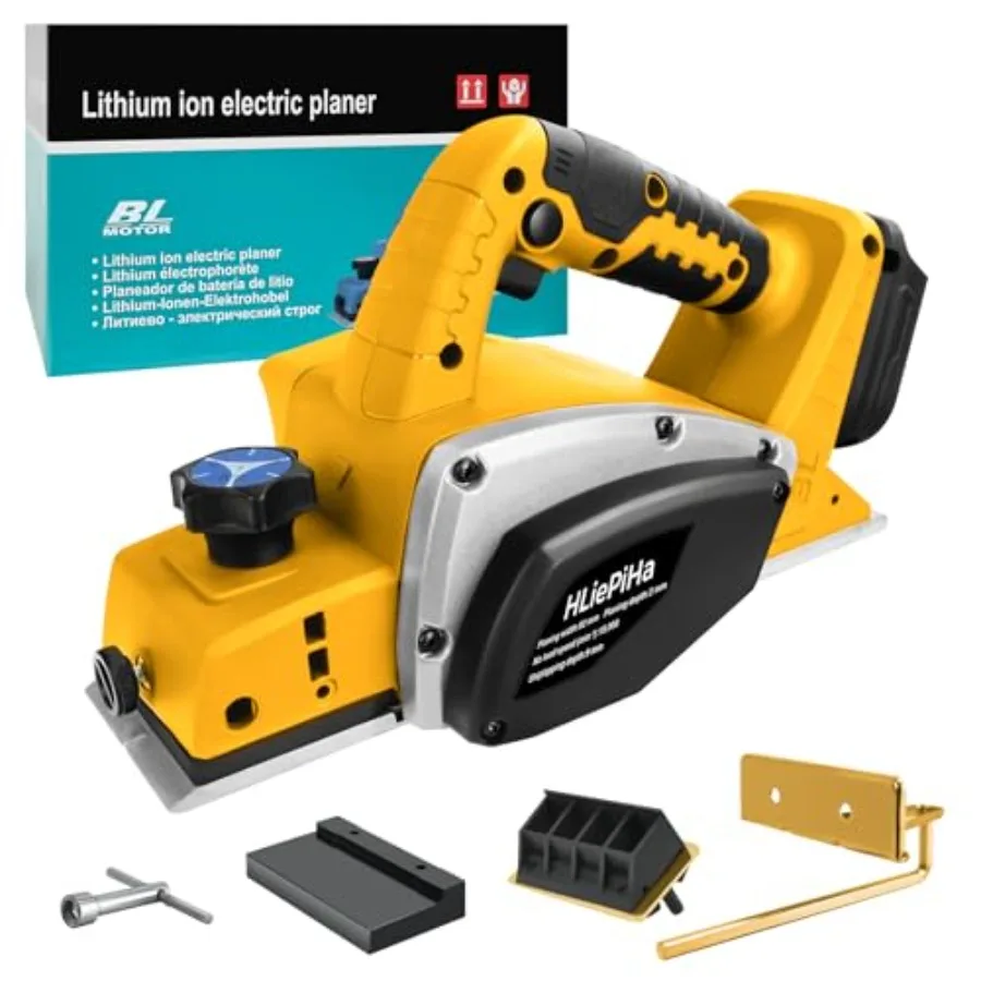 

Cordless Handheld Planer for Dewalt 20v Battery, 15000 RPM Power Wood Planer, 3-1/4 Inch Brushless Power Planer for Woodworking