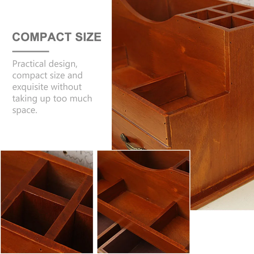 

Drawer Type Storage Box Wooden Organizer for Makeup Skincare Essentials Desktop Sundry Holder Retro Style Living Room