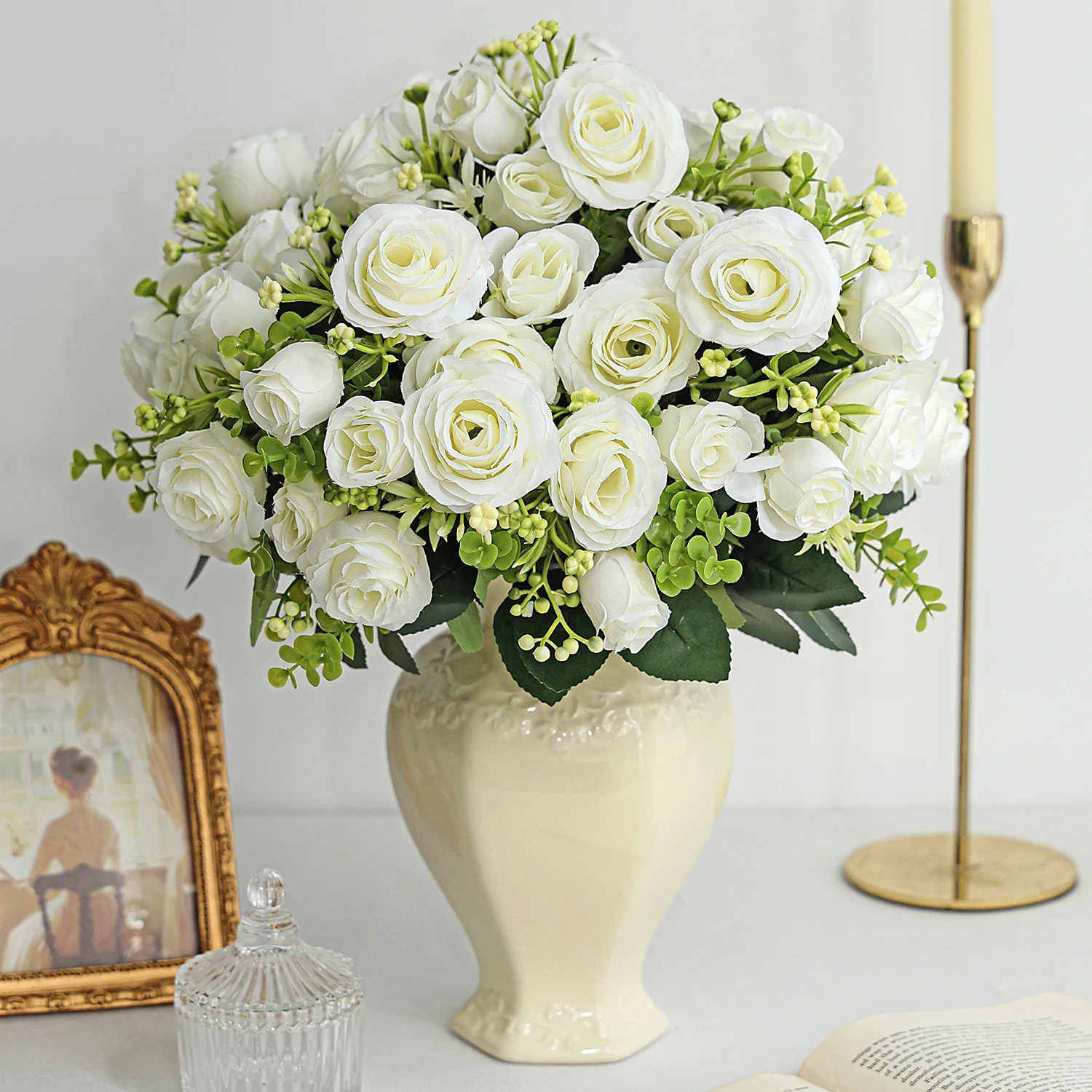 Künstliche Blumen, Seidenrosen, Knospen, Deko für Zuhause, Zimmer, Tisch, Vase, Garten, Hof, Outdoor, Hochzeit, Brautsträuße, Festival, DIY-Geschenk – Detail 1