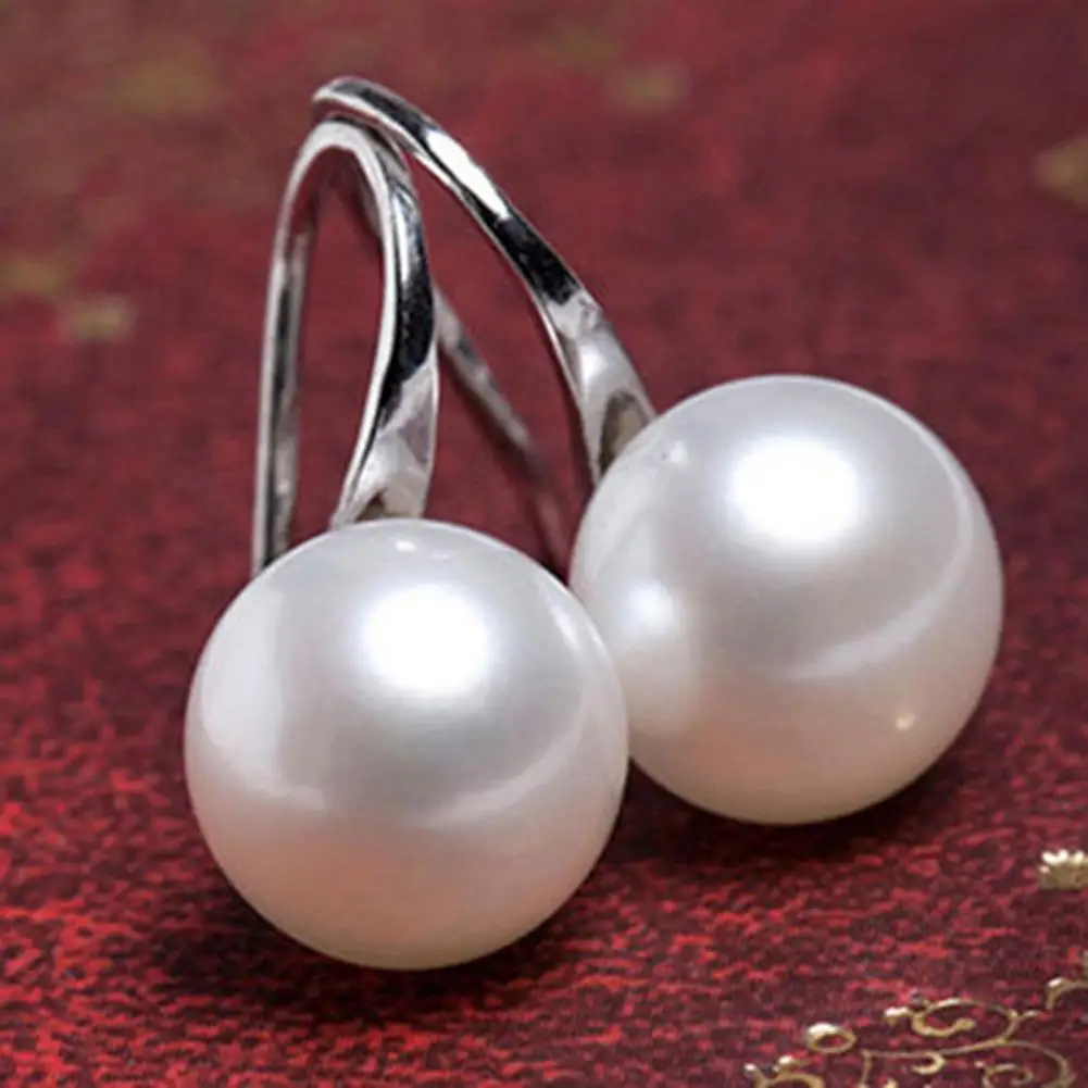 2cm Women Pendant Hook Earrings Elegant Faux Pearl Ball Hook Earrings Women Faux Pearl Dangle Hook Earrings For Women Jewelry