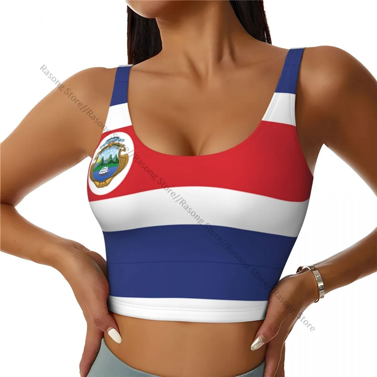 Women Sexy Sports Vest Costa Rican Flag Female Streetwear Sport Lingerie Tee Crop Top