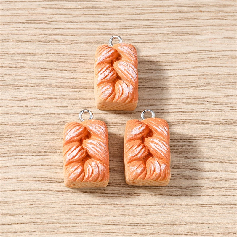 10 Stück niedliche Lebensmittel-Anhänger aus Harz, Frühstücks-Brot-Anhänger für die Schmuckherstellung, Halsketten, Ohrringe, Armbänder, DIY-Bastelzubehör – Detail 7