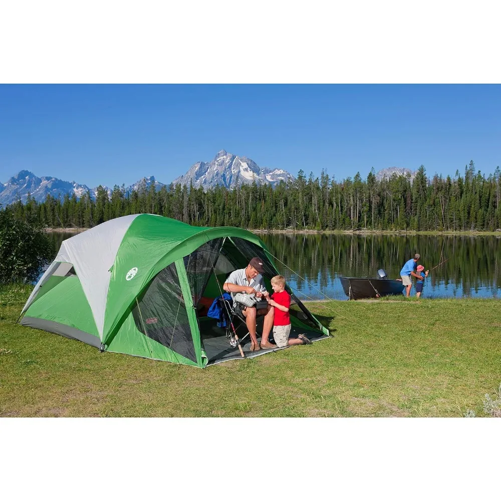 Screened Camping Tent, 6 Person Weatherproof Tent with Roomy Interior Includes Rainfly, Carry Bag, Easy Setup