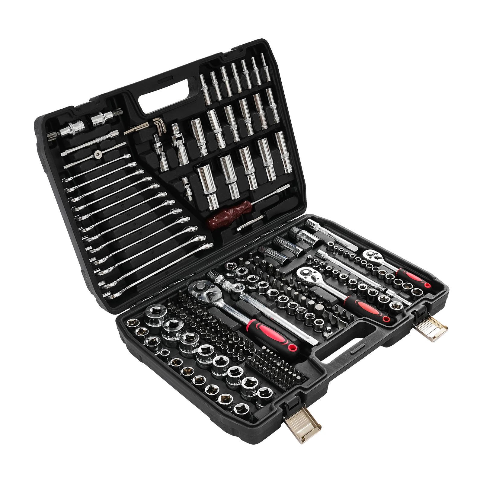 ชุดบล็อกขันหัวบล็อก 216 ชิ้น พร้อมกล่องเครื่องมือ 216 ชิ้น ประกอบด้วยบล็อกและประแจบล็อก