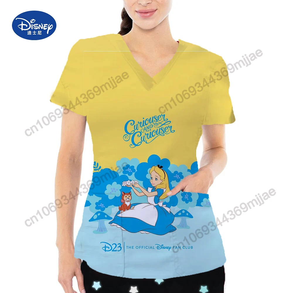 Disney Pocket V-Neck Japanese Y2k T Shirt for Women Summer Blouses for Women 2023 Aesthetic Women's Blouses Traf 2023 Woman Yk2