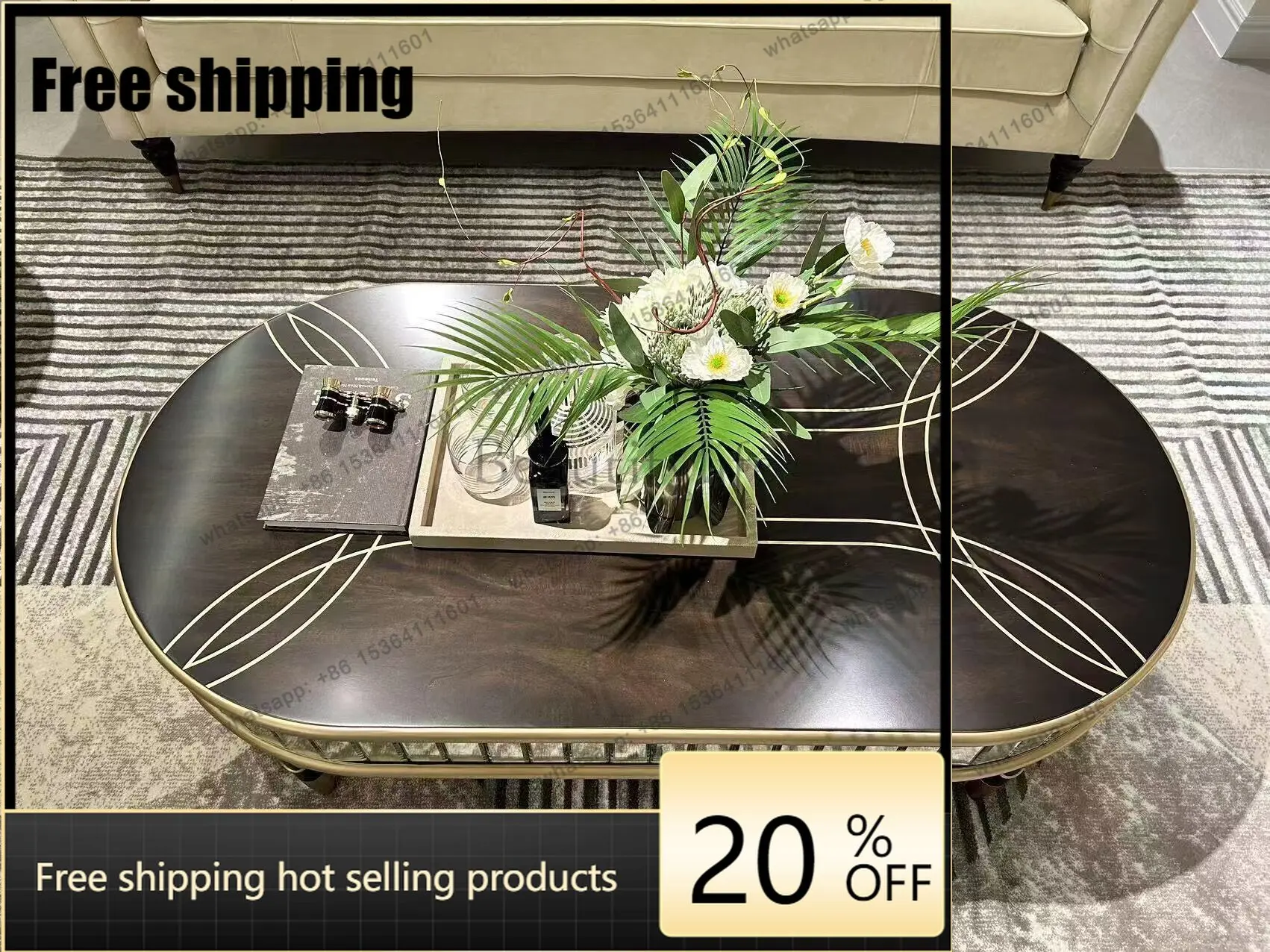 Customization American Retro Oval Coffee Table Coffee Table Customization