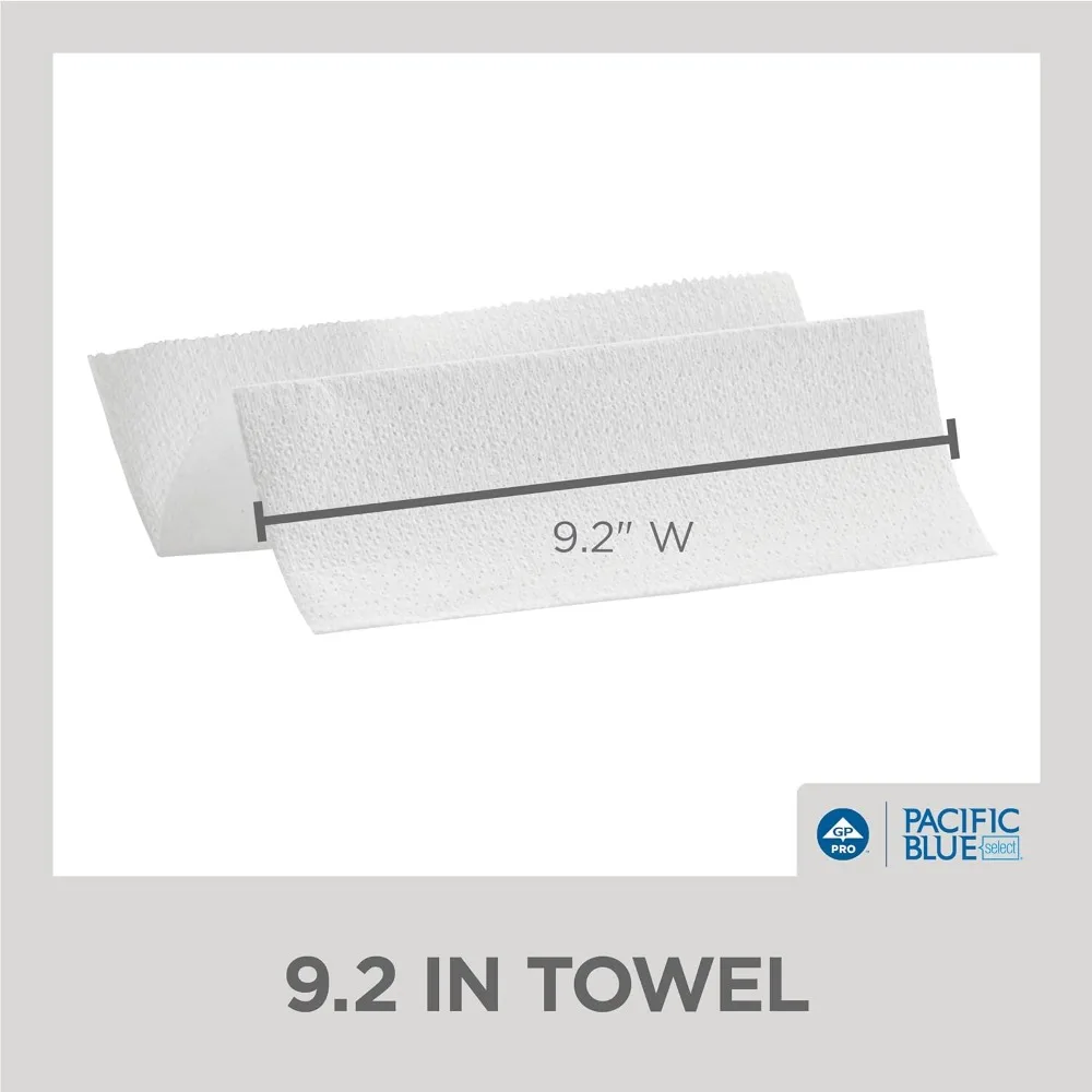 مناشف ورقية متعددة الطي مميزة مكونة من طبقتين باللون الأبيض 125 ورقة لكل لفة، عبوة كبيرة مكونة من 16 لفة #4