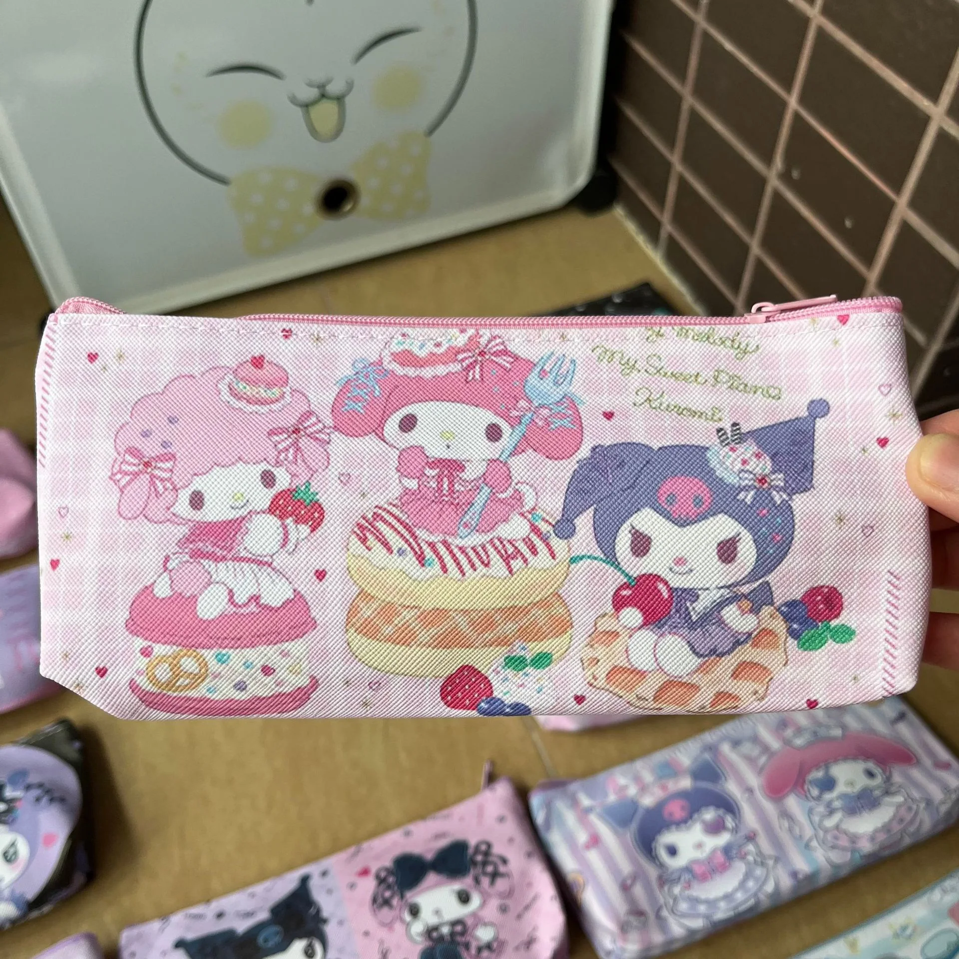 Sanrio niedlichen Feder mäppchen Hallo Kitty Schul bedarf Melodie japanisches Briefpapier Kuromi cinnamorollkawaii Bleistift beutel Großhandel