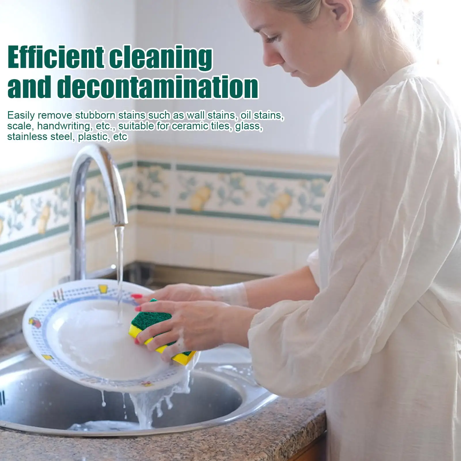 

Sponges for Dishes Household Scrubbing Sponges for Kitchen Reusable Scrubber Brush Pads Cleaning Supplies for Pots Pans Cookware