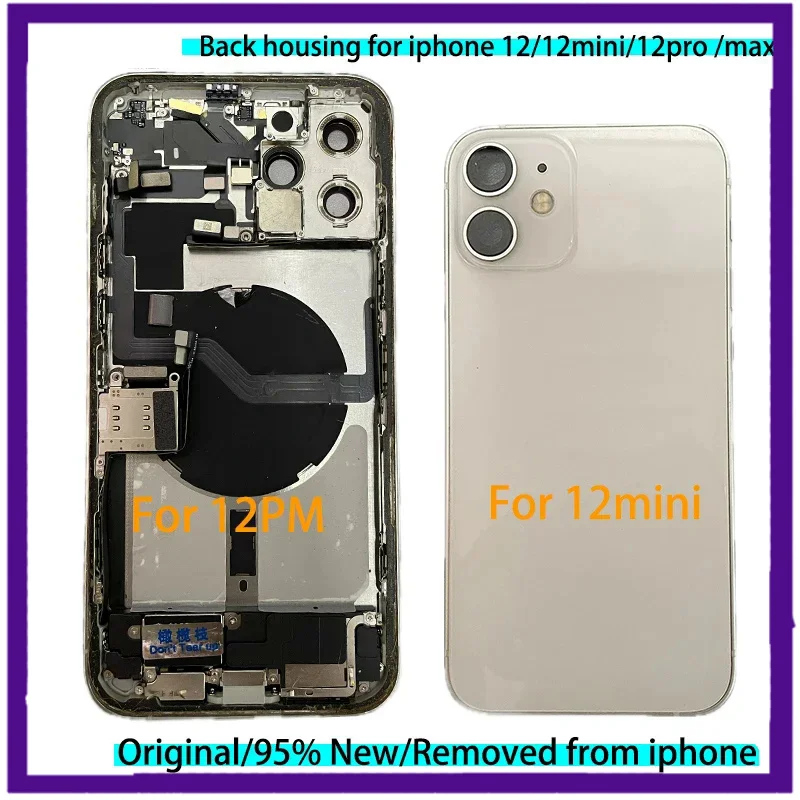 Original back shell for iPhone 12 12pro Max battery back cover full assembly 12mini rear housing, middle frame replacement