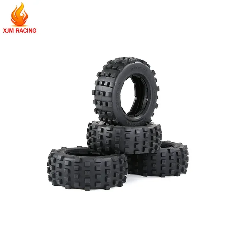 Knobby 전면 후면 휠 타이어 스킨 4 개/대 1/5 HPI ROVAN BAJA KM ROFUN BAHA 5T 5SC 5FT LOSI DBXL 트럭 RC 자동차 부품
