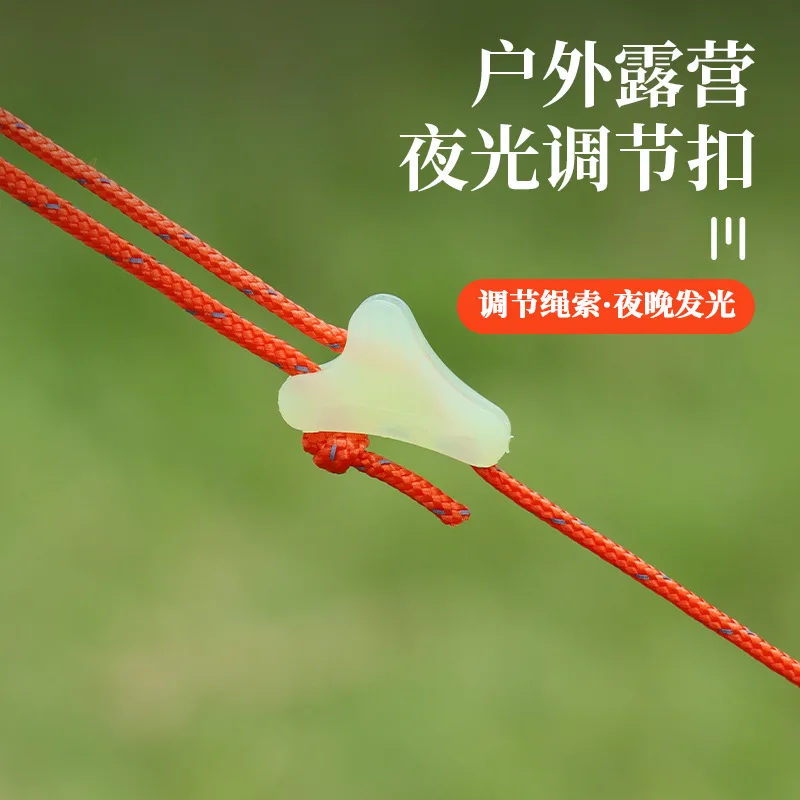 Outdoor Luminous Rope Buckle, Self Luminous Tent Wind Rope Buckle, Anti Slip Adjustable Buckle, Triangular Canopy Accessory