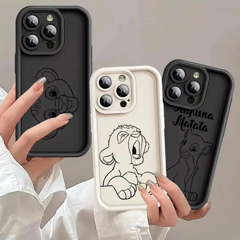 ディズニー-シムバラプーマ漫画電話ケース,キャンディー,シリコン,3Dエッジ,ファッショナブル,iPhone 14 plus,13, 12, 11 pro max