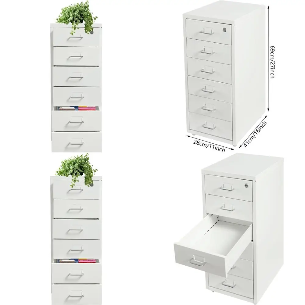 

Vertical Metal File Cabinet with Lock and Wheels for Home Office, 6-Drawer Rolling Storage Organizer