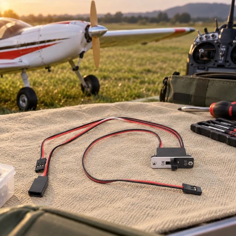 High Quality Black Red White JR Connector Plastic 250mm Medium Aluminum Shell Switch Model Servo Medium Switch For RC Airplane