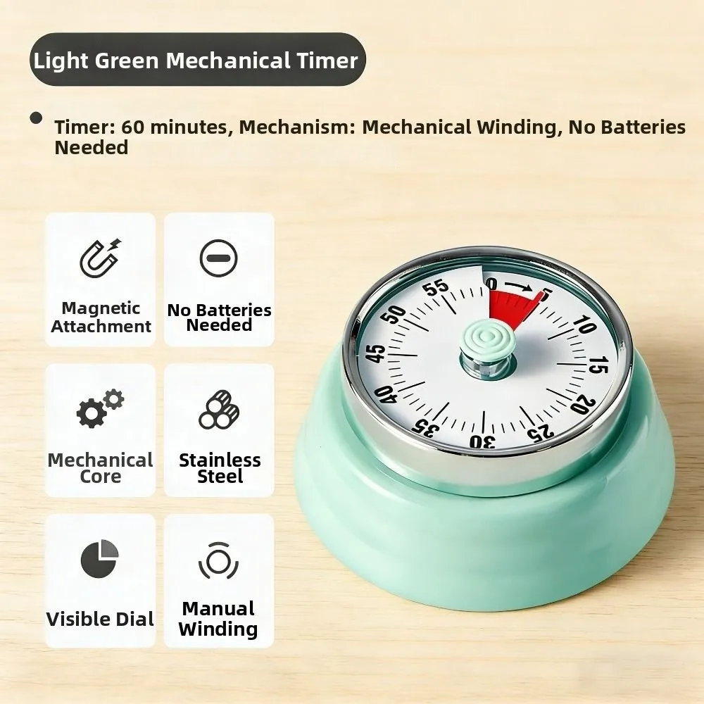 Magnetic Backing Kitchen Countdown Timer Visual Timer Metal Cooking Timer Clock Stainless Steel Digital Timers Kids Study Timer