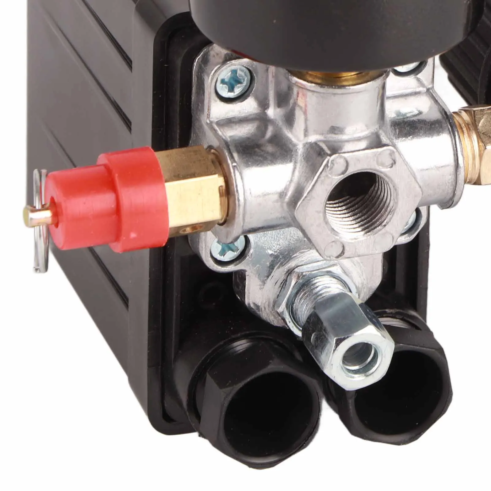 エアコンプレッサーバルブ エアコンプレッサー圧力 1/4インチ 4穴 コントローラーレギュレーターバルブ 90‑120PSI 220V圧力