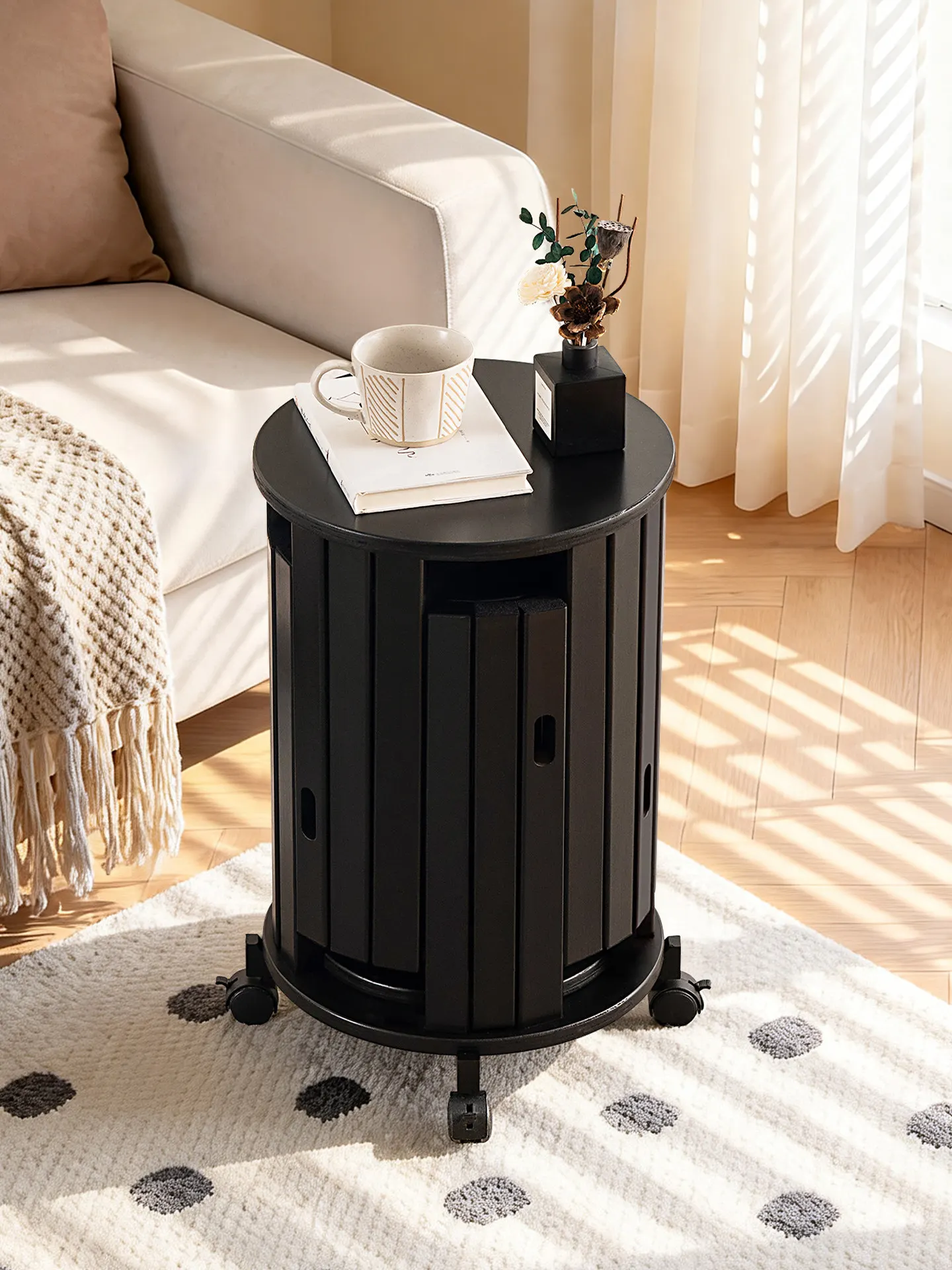 2026 New Stackable Round Stool with Wheels Heavy Duty Plastic Seat for Home Guest Storage
