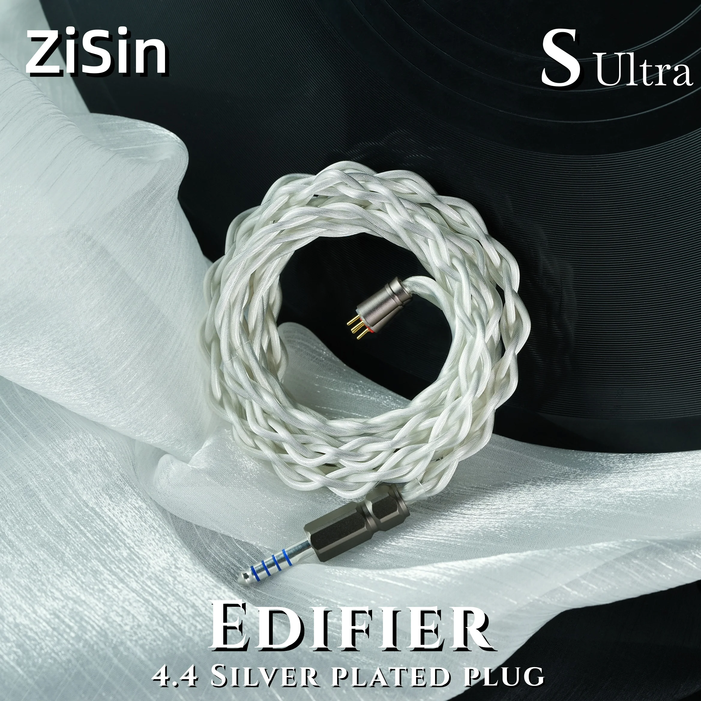 ZiSin-341 IEM ケーブル 4.4mm 銀メッキプラグ、MMCX/デュアル 3.5mm と互換性あり、MOONDROP X Crinacle DUSK IEM に適しています