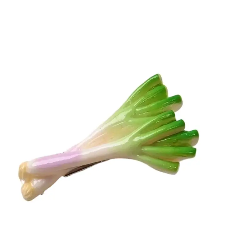 31BB Set of 10 Resin Hair Barrettes with Vegetable Decoration and Metal Backs for Styling Loose Hair at Front and Side Bang