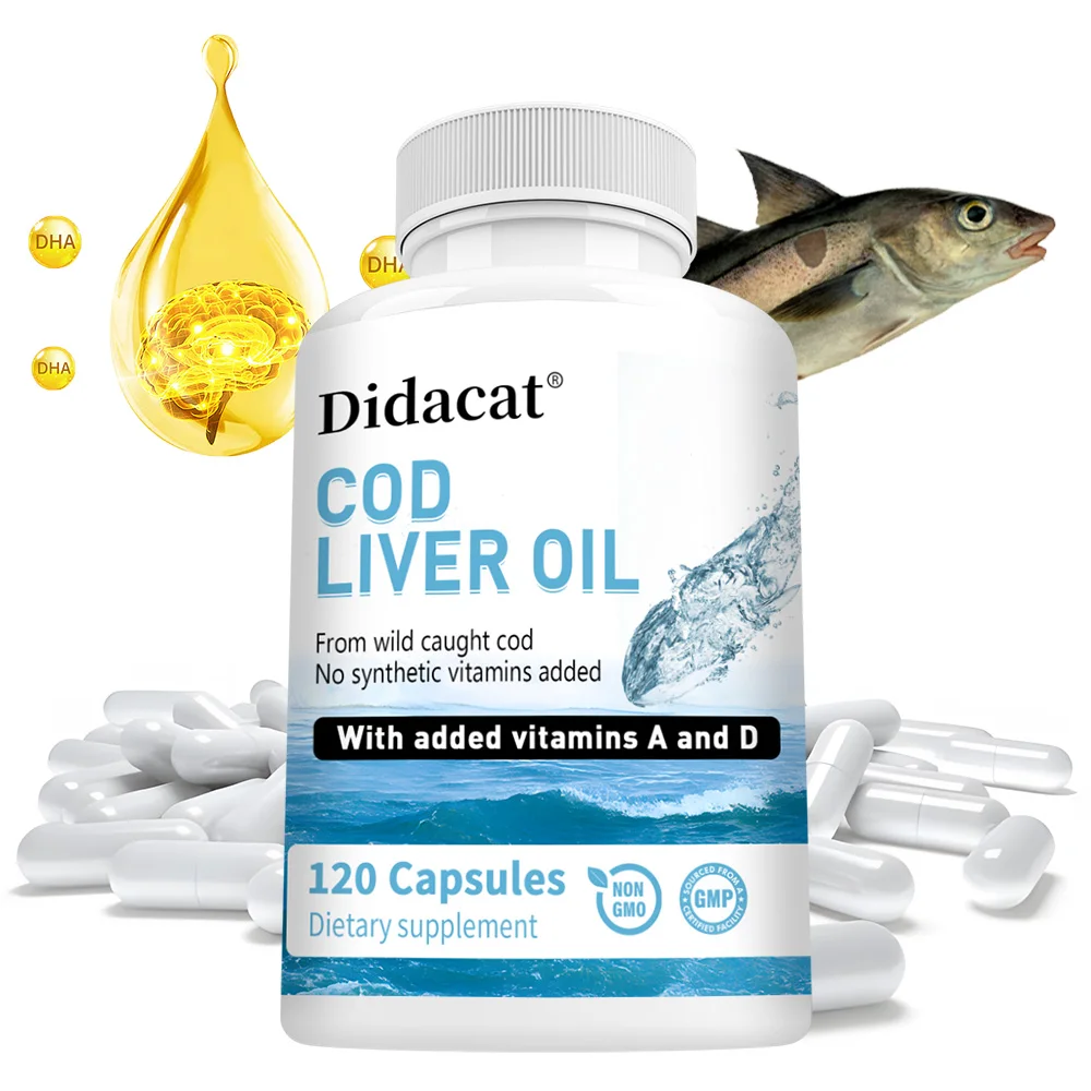 Cod Liver Oil - Vitamins A and D, Promotes Production of DHA and EPA - Supports Heart, Brain, Eye, Skin and Immune System Health