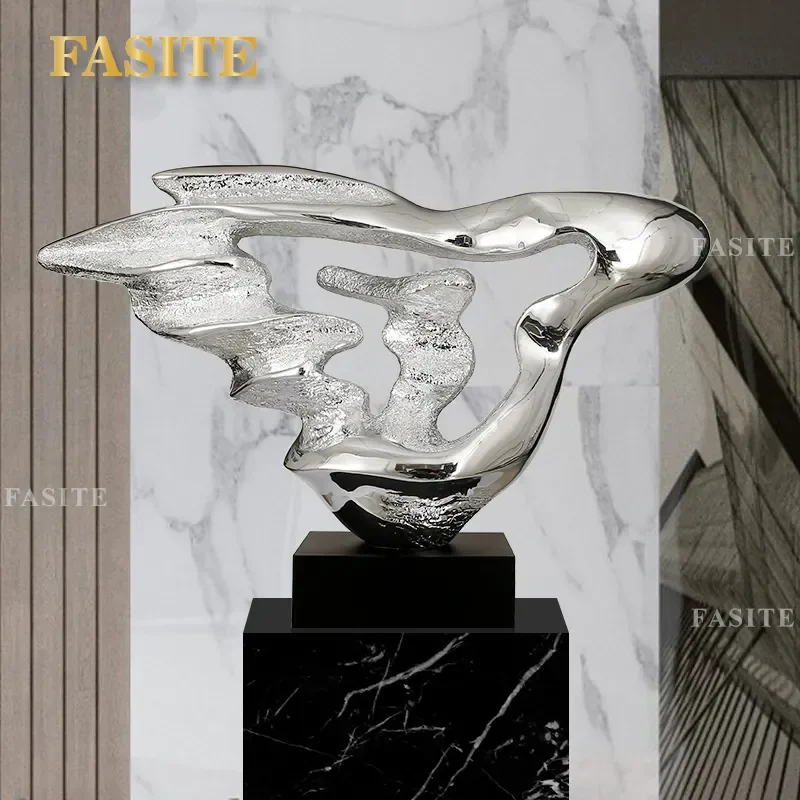 For Modern Living Room Abstract Electroplating Sculpture Simple Entrance TV Cabinet Ornament Soft Decoration Artwork Craft