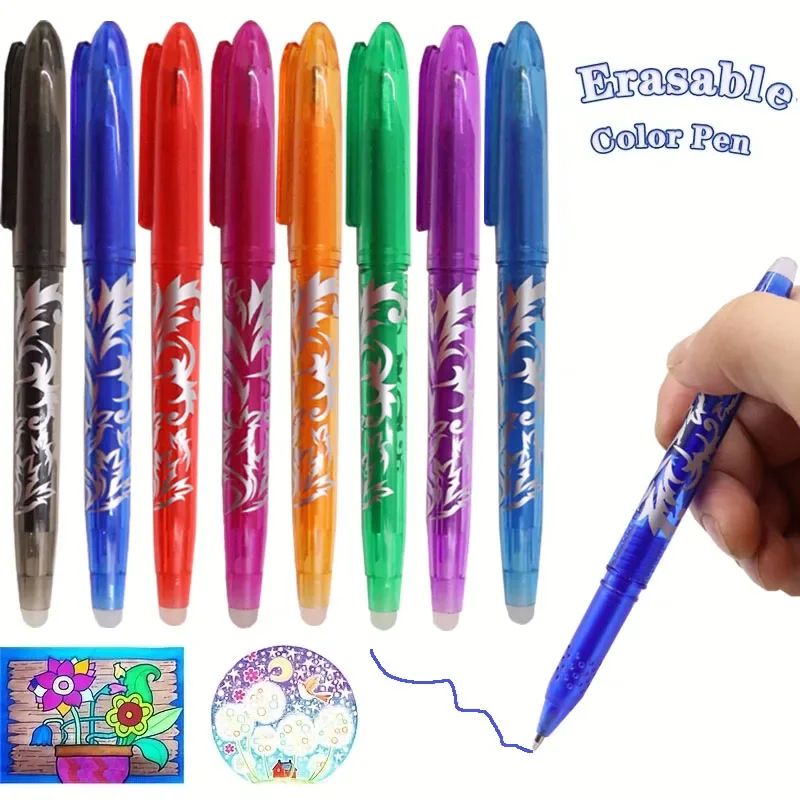 12PCS Erasable Gel Pen 0.5MM Color Erasable Gel Needle Bullet Head 12 Colors Such as Blue blue Office School Supply Stationery image 3