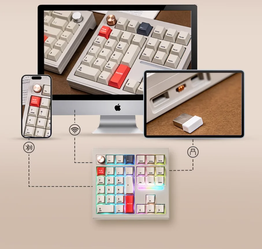 

Cidoo V33 Digital keypad3mode VIA wireless link pad RGB Frosted gray keyboard aluminum lump 33 key multi-function knob bluetooth