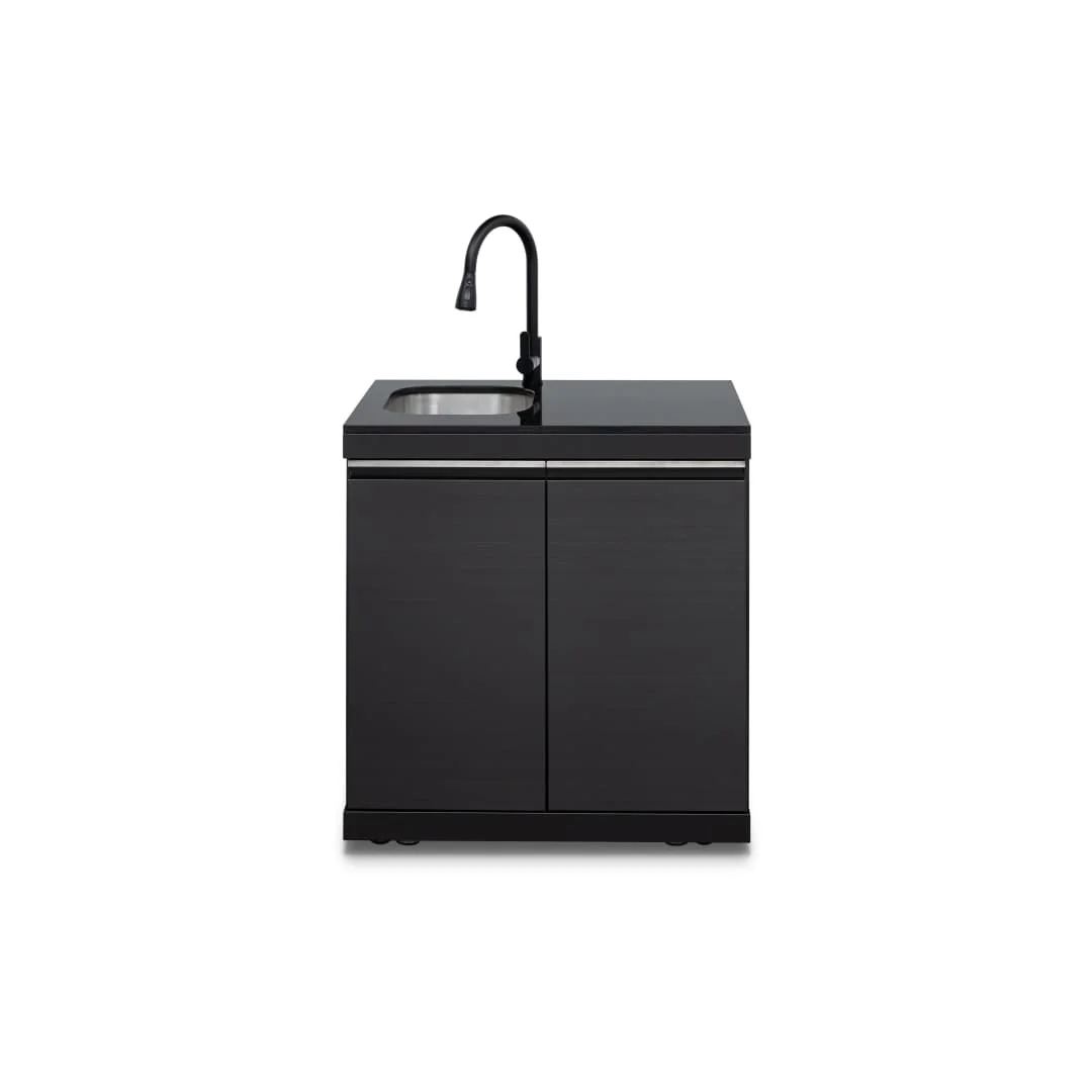 Stainless Steel Outdoor Kitchen Sink Fridge Matte Black Finish Heat Resistant Corrosion Resistant Dustproof Easily Cleaned Black