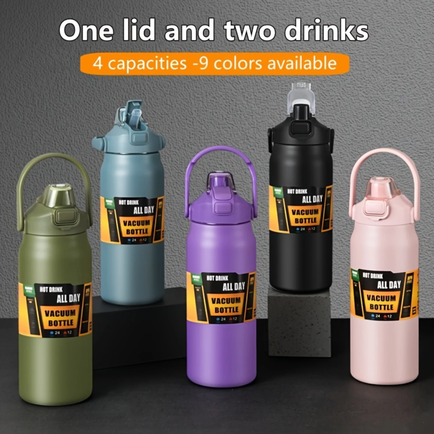 

1pc, Large Vacuum Flask, 304 Stainless Steel Insulated Sports Water Bottles, Travel Thermal Cups, For Hot And Cold Beverages, Su