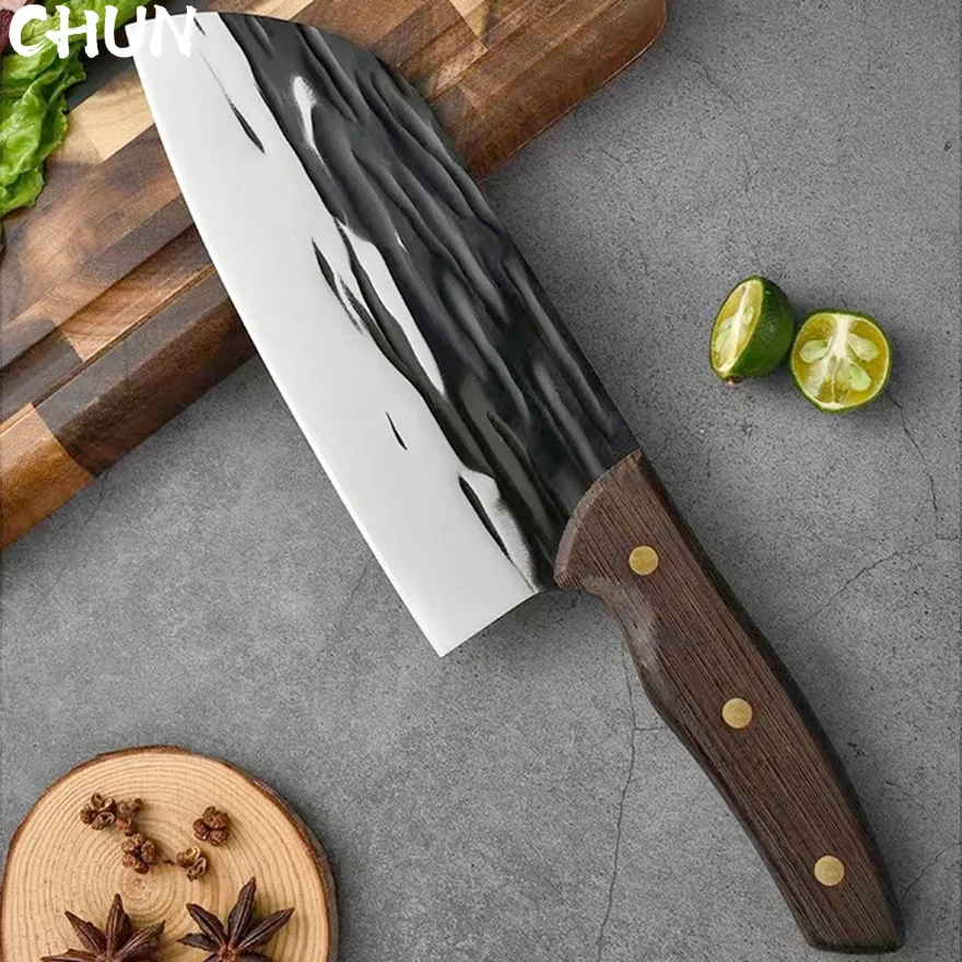 CHUN-High Carbon Kitchen Knife, conjuntos de facas de açougueiro, cortar e cortar faca, ferramentas de cozinha chinesa, 5Cr15mov