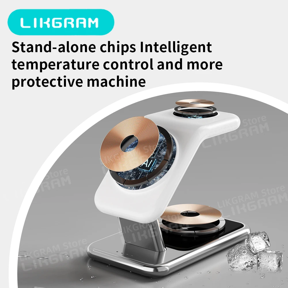 แท่นชาร์จไร้สาย 3 in 1 สำหรับ MagSafe สำหรับ Apple iPhone 12-17, Apple Watch และ AirPods 3-4 (ไม่ใช้ได้กับ AirPods 2) รุ่น Y10