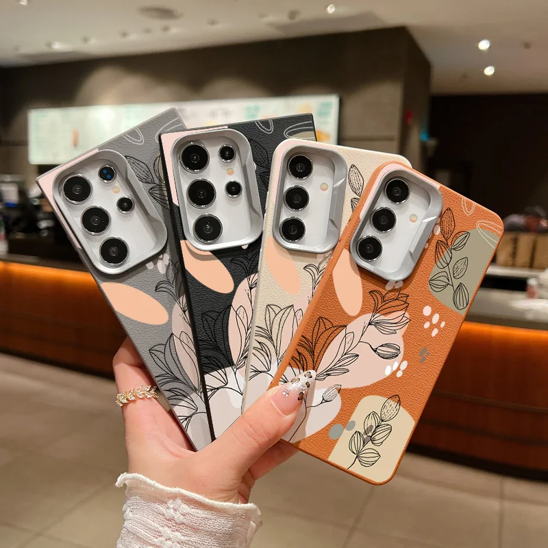 Plant Printed Leather Texture Soft TPU Case For Samsung Galaxy S24 FE S23 S22 Ultra A55 A54 A35 A16 A15 A25 A14 5G Phone Cover image 6