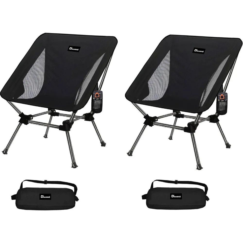 Camping Chair 2 Pack, Compact Backpacking Chair, Portable Folding Chair, Beach Chair with Side Pocket and headrest