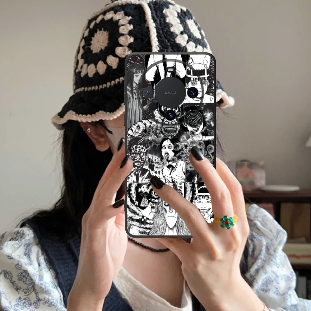 Junji Ito Cool Souichi Mobile Cell Phone Case for Huawei Mate 60 50 40 30 20 10 Pro Plus Lite E 5G Black Soft Phone Cover Shell