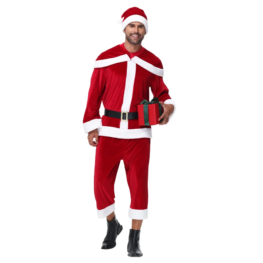 ザワランド-男性と女性のためのサンタコスチュームセット,ドレスアップ,クリスマス,新年,赤いレギンス,カーニバル,パーティー,ステージショー,男性,コスプレ