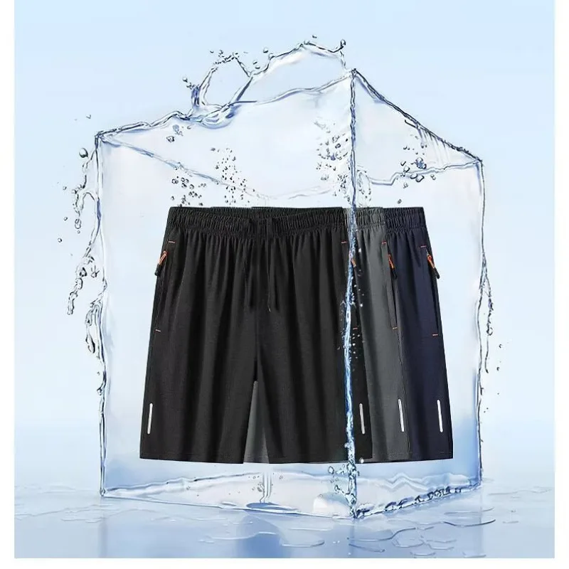 Qui Dry Ice Silk orts Breathable Loose Thin Sports Men's Summer Outdoor Baskeall Running Casual Five-Quarter Pants