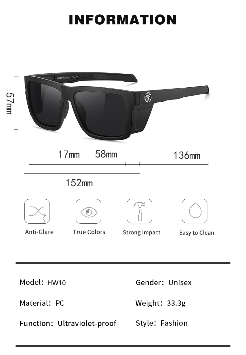 heat wave square women men Sunglasses Men Polarized UV  Vintage Fashion Square Men's photochromic Sun Glasses HW10 view 2