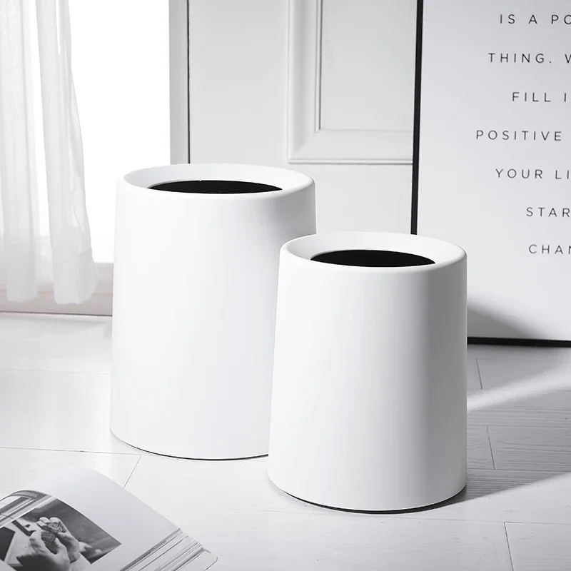 Nordic Creative Simple  Trash Can Japanese Style Home Living Room Bathroom Uncovered Double Large Office Paper bucket YHJ120507