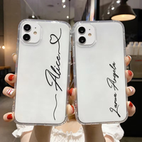 DIY Customi Name Letters Case For iPhone 16 15 14 13 12 11 Pro Max 7 8 SE 2020 2022 X XR XS Clear Soft TPU Silicone Cover Fundas
