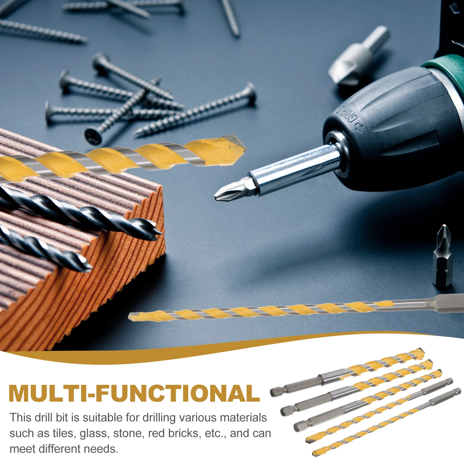 

1Set Square Drill Bit Kit Hexagonal Handle Design Wear Resistant for Ceramic Tile Porcelain Brick Masonry Square Drill Bit