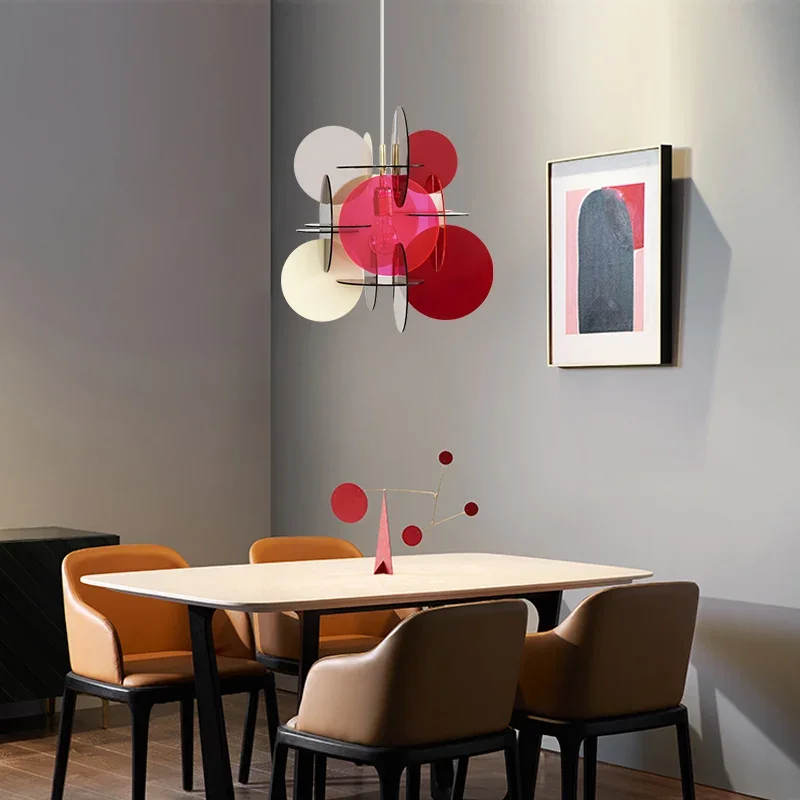 Personality Colorful Acrylic Pendant Light Nordic Dining Room Bedroom Hanging Light Loft Decor Light Fixtures