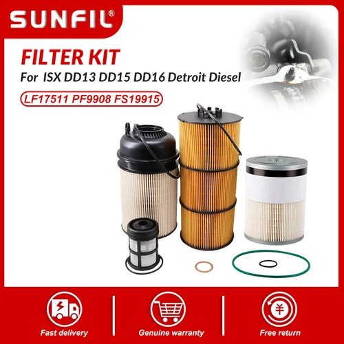 Separador de agua y combustible FS19915 PF9908 LF17511 Kit de filtro de aceite y combustible para Detroit Diesel Freightliner Cascadia Western Star Merced