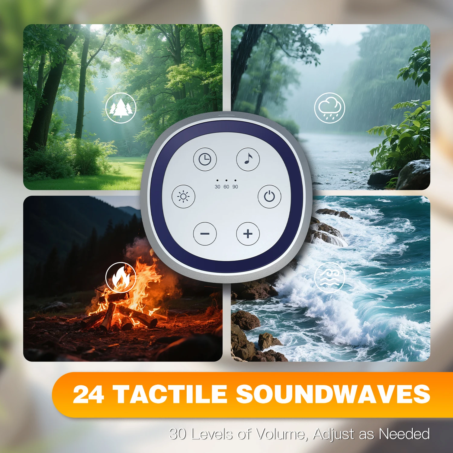 Máquina portátil de som de ruído branco, 24 sons calmantes, luz noturna, temporizador de sono, recarregável, ajuda para adultos e crianças