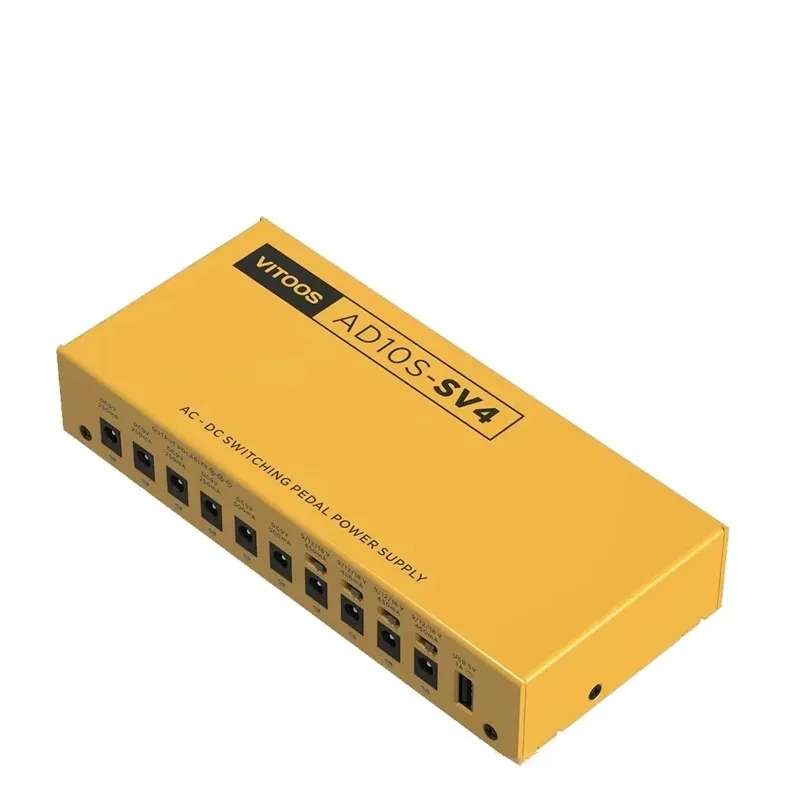 VITOOS AD10S-SV4 Guitar Effect Pedal Power Supply 10 way Isolated DC Output/5V USB (4 ways 9V/12V/18V voltage adjustable)