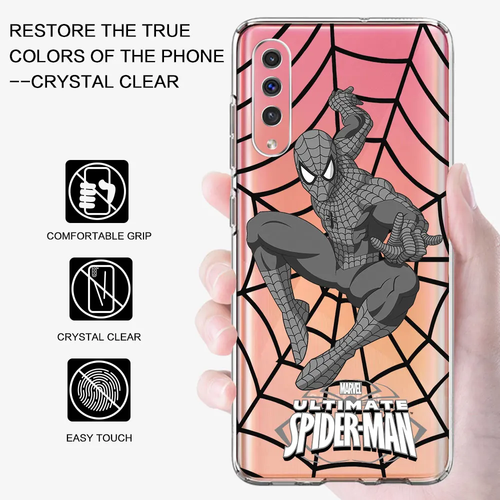 Marvel Spider-Man Case for Samsung Galaxy A8 A9 A20e A40 A6 A50 A50s A7 A30s A03s A04s A70 A70s A10 TPU Transparent Phone Cover