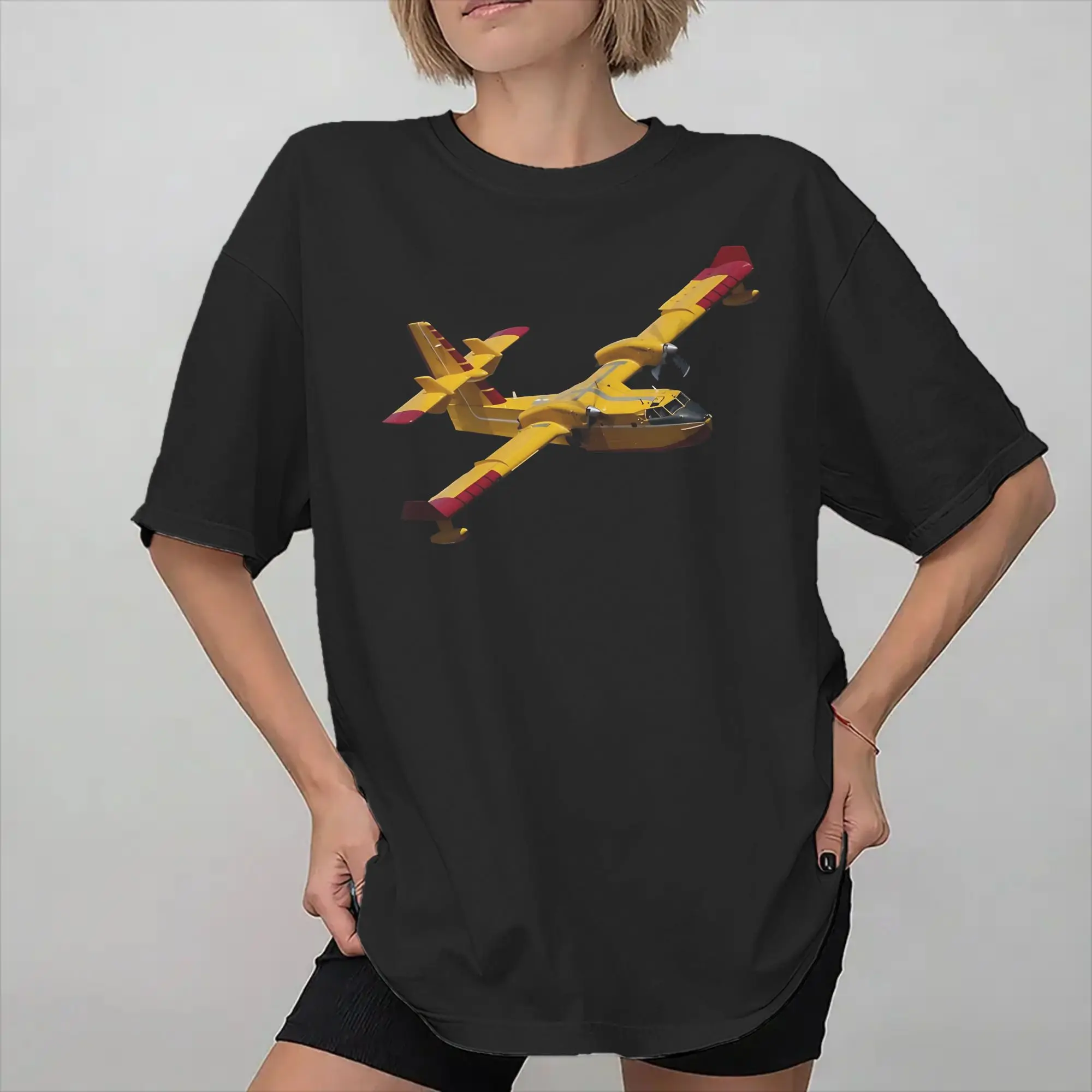 Canadair cl-415 Super Scooper firebomber Aircraft  Fashion T Shirts for Men Women  Pure Cotton  Tee Shirt Clothes