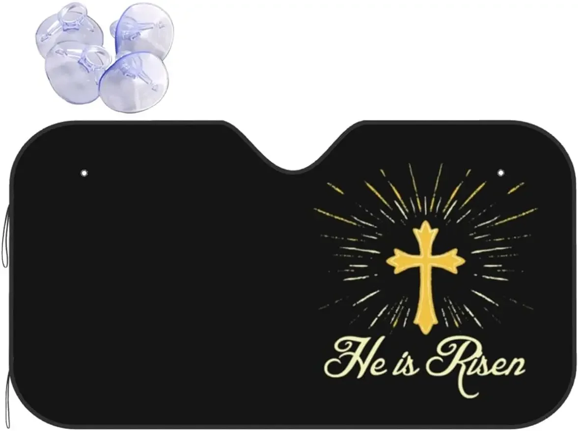 He is Risen Jesus Christ Christian Windshield Sun Shade for Car Durable Car Sun Visor  Blocks UV Rays and Keep Your Vehicle Cool